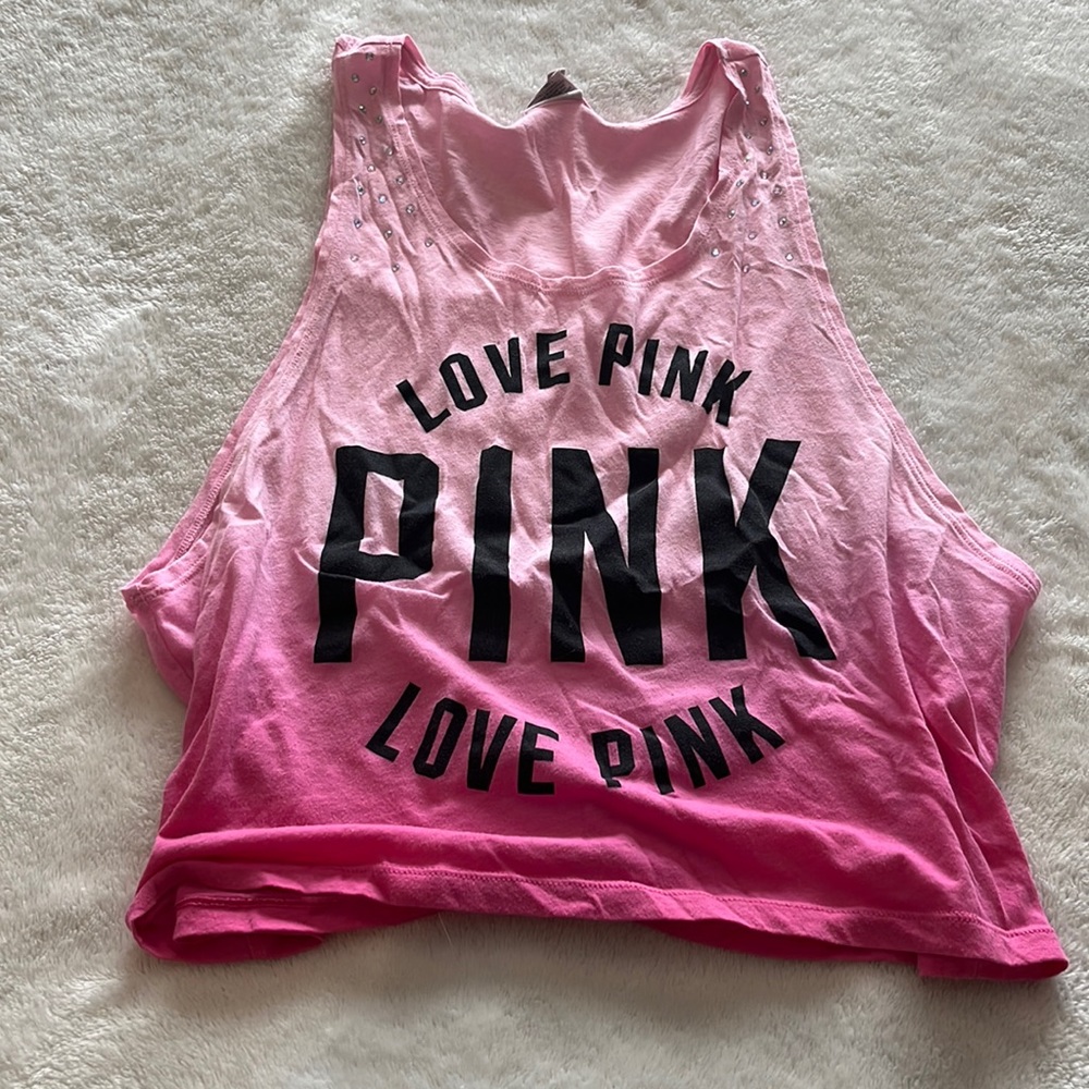 Womens pink crop top sequin (VS PINK) tank top size small